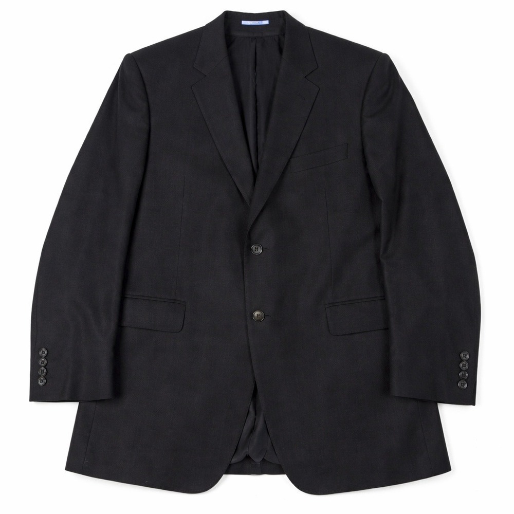 Canali Wool Suit Jacket 58T (US 48L) Black Two‎ Button Made in Italy READ